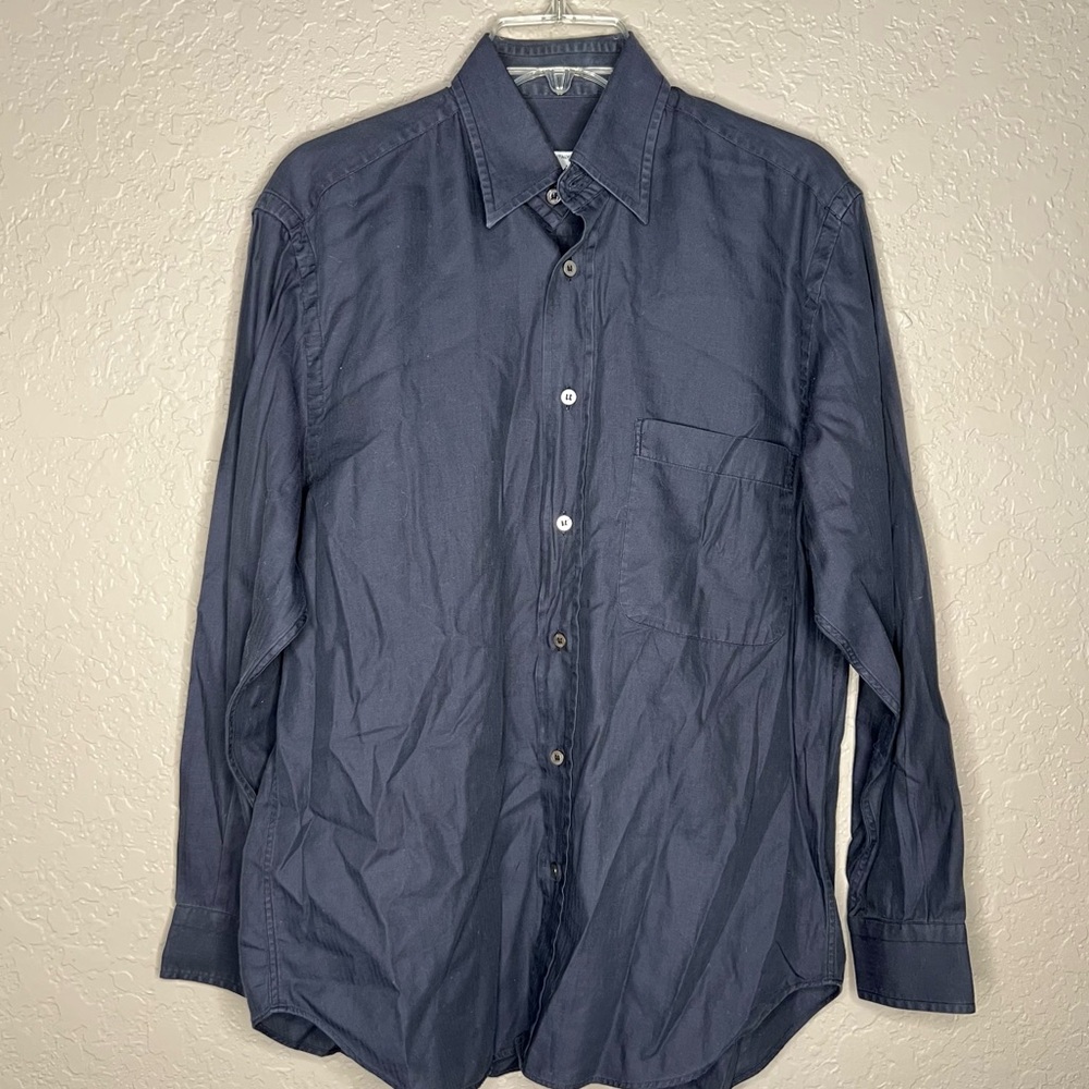 Brioni Black Men's Cotton Made in Italy Shirt Sz S Luxury, Wedding, Party, Goth